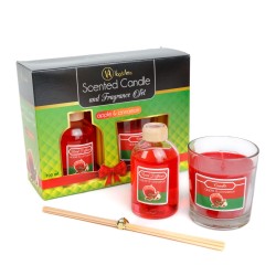 Sada vonnej sviečky a tyčinky - jablko & škorica - 120 g + 100 ml