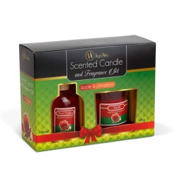 Sada vonnej sviečky a tyčinky - jablko & škorica - 120 g + 100 ml