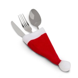 Vianočná dekorácia na príbor - mikulášska čiapka - 17 cm - 3 druhy - 6 ks / balenie