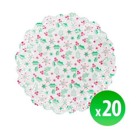 Vianočná papierová podložka pod tanier - 16,5 cm - 20 ks / balenie