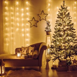 Sveteľný záves - 200 ks LED - teplá biela - sieťové - IP44 - 4,2 m - 8 programov