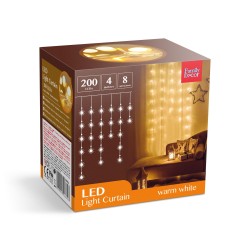 Sveteľný záves - 200 ks LED - teplá biela - sieťové - IP44 - 4,2 m - 8 programov