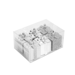 Sada ozdôb na vianočný strom - strieborný darček - 4,5 cm - 6 ks / sada