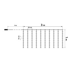 Sveteľná reťaz - 100 ks teplých bielych LED - 3 x 1 m - 230V - s diaľkovým ovládačom