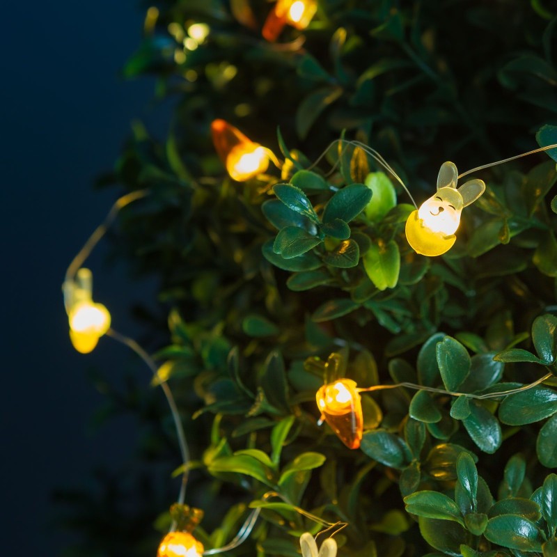 LED sveteľná reťaz - zajac a mrkva - 2 m - 20 LED - 2 x AA