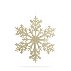 Vianočná dekorácia – snehová vločka – trblietavá zlatá – závesná – 31 cm