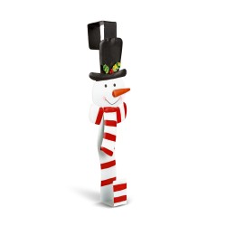 Vianočný dverový vešiak – kovový – snehuliak – 38 cm