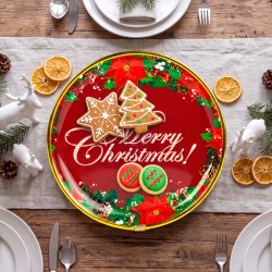 Vianočný tanier – plastový – „Merry Christmas” – 22 cm