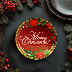 Vianočný tanier – plastový – „Merry Christmas” – 22 cm