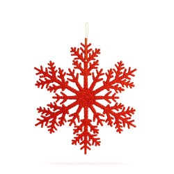 Vianočná dekorácia – snehová vločka – trblietavá Červená – závesná – 31 cm