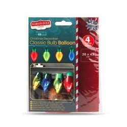 Vianočná dekorácia – balón – klasická žiarovka – 26 x 43 cm – 4 ks / balenie