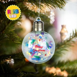 Vianočná LED guľa - RGB LED - priehľadná - plast - 8 cm - 3 x LR4