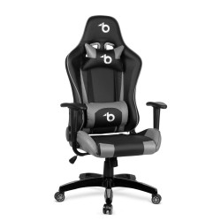 Gamer stolička - s vankúšom do pása, vankúšom na hlavu - sivá