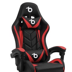 RGB LED gamer stolička s vankúšom, opierkou - čierna / červená