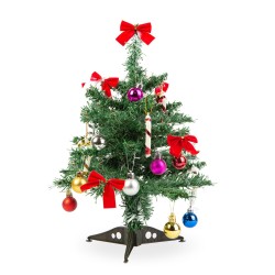 Umelý vianočný stromček set - 40 cm umelý stromček + 20 ks ozdôb - zelený - plast