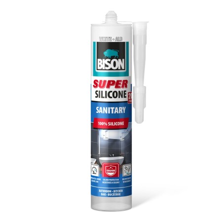 Bison Super sanitárny silikón, biely, 280 ml