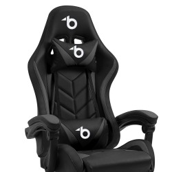 RGB LED gamer stolička s vankúšom, opierkou - čierna