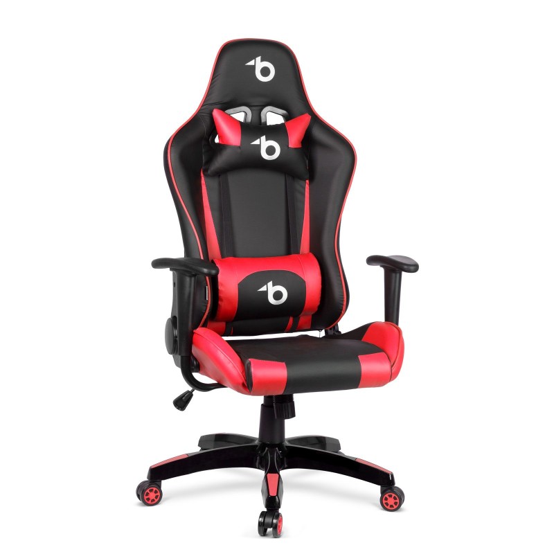 Gamer stolička - s vankúšom do pása, vankúšom na hlavu - červená