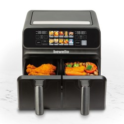 Teplovzdušná fritéza - XXL - 230V - 2200W - dvojitý košík, farebný dotykový displej - 4+4 L