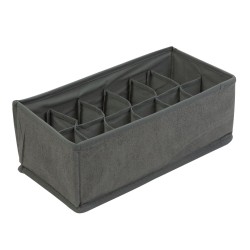 Úložný box z textilu - 32 x 16 x 11 cm - 12 kapsí - sivý