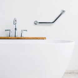 Madlo do kúpeľne - uhlové 45° - nehrdzavejúca oceľ - chrómované - 25 + 25 cm