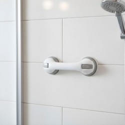 Kúpeľňové madlo – s prísavkou – plast – biele – 30 cm