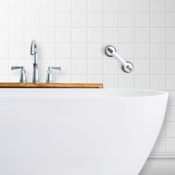 Kúpeľňové madlo – s prísavkou – plast – biele – 30 cm
