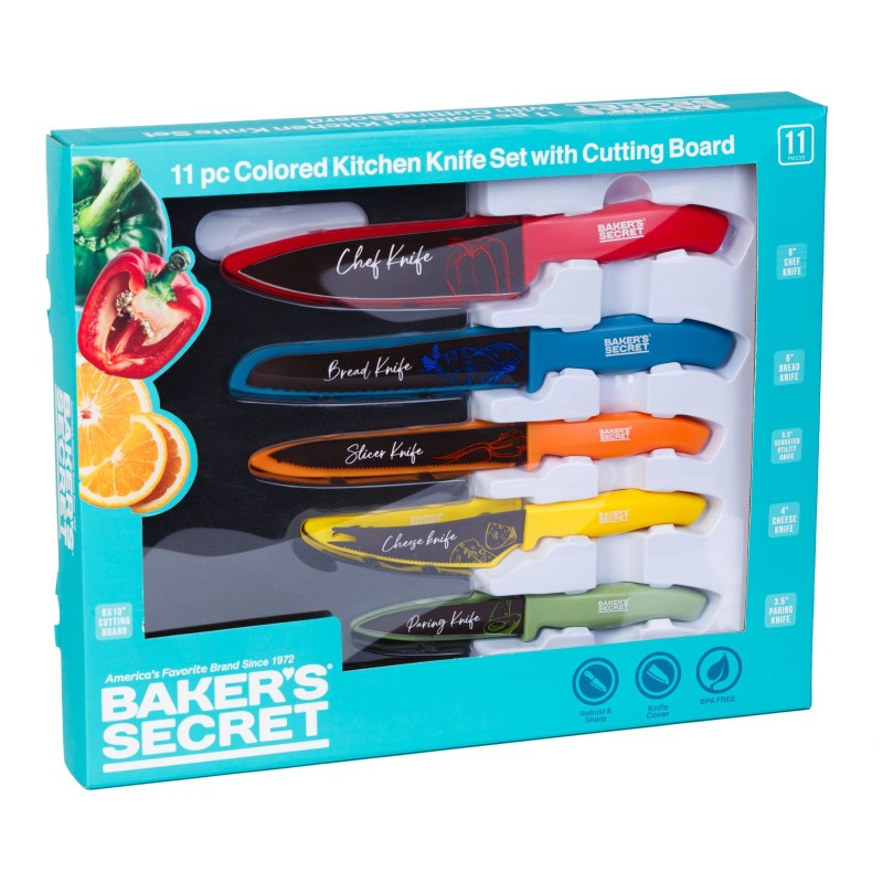 Baker's Secret - 11 kusová sada farebných kuchynských nožov