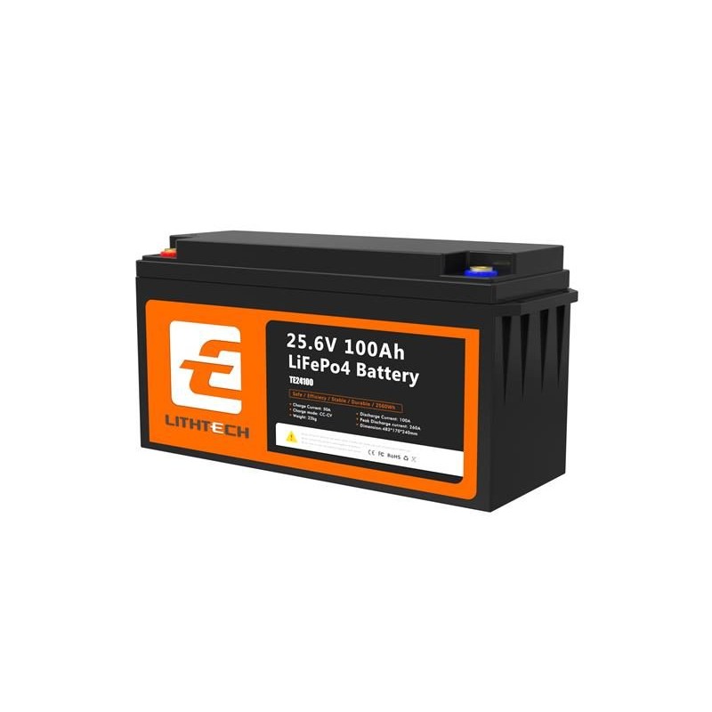 LiFePO4 batéria pre solárne systémy LITHTECH TE24100 25,6 V 100 Ah Bluetooth, BMS, IP66