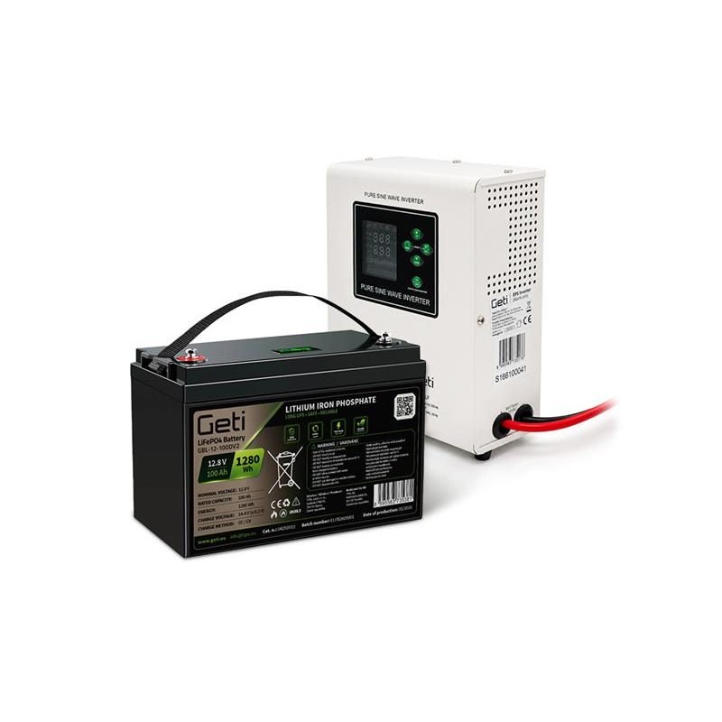 Záložný zdroj GETI GEP301LF, sinusový, 300 W (500 VA) + batéria LiFePO4 100 Ah