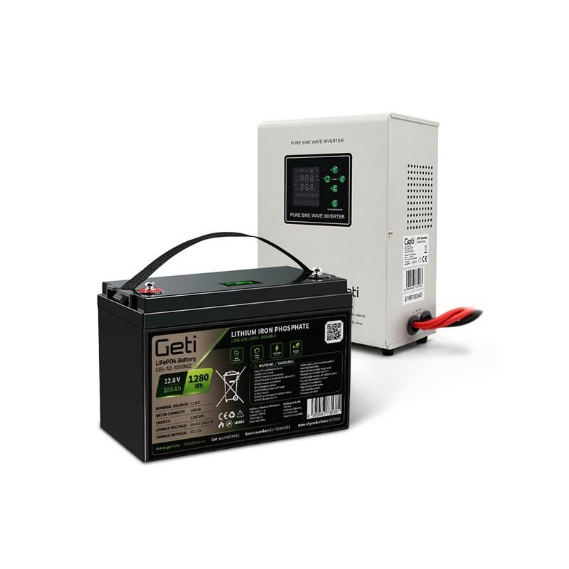 Záložný zdroj GETI GEP701LF sínusový 700 W (1000 VA) + batéria LiFePO4 100 Ah