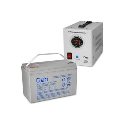 Zdroj záložný GETI GEP500 sinus 500W + bateria 100Ah