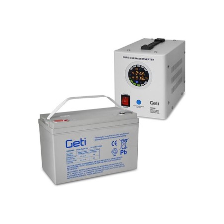 Zdroj záložný GETI GEP500 sinus 500W + bateria 100Ah