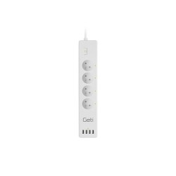 Predlžovací prívod Smart GETI GSS04, 4 zásuvky, 4x USB, Tuya