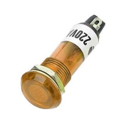 Kontrolka guľatá 230V s tlejivkou, žltá do otvoru 10mm HADEX