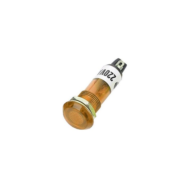 Kontrolka guľatá 230V s tlejivkou, žltá do otvoru 10mm HADEX