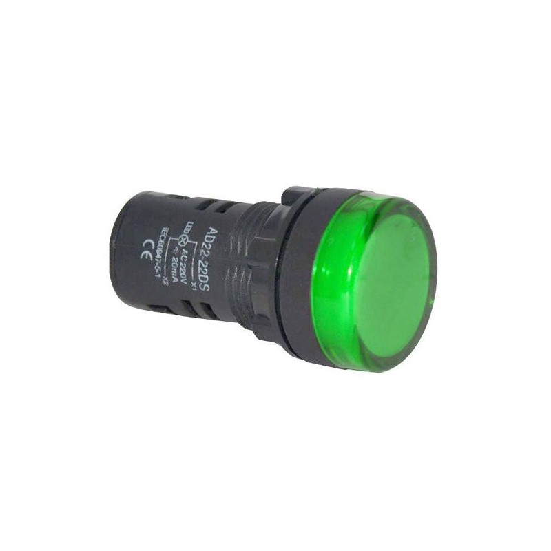 Kontrolka guľatá 230V LED zelená 29mm HADEX