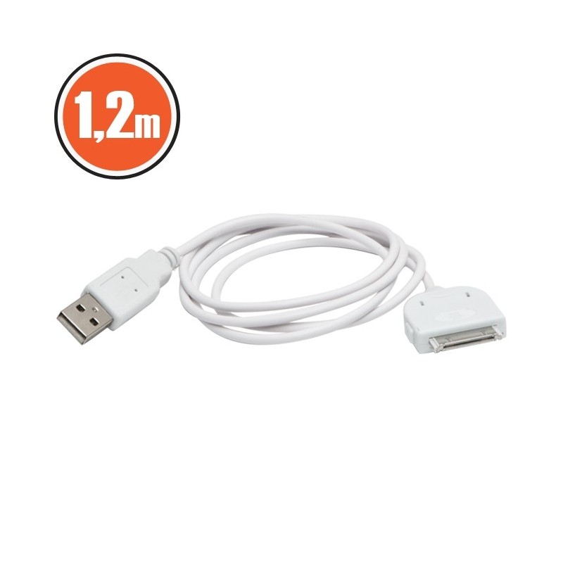 iPhone/iPod/iPad USB dátový a nabíjací kábel 30pin 1,2m iPhone 2, iPhone 3G, iPhone 3GS, iPhone 4, iPhone 4S