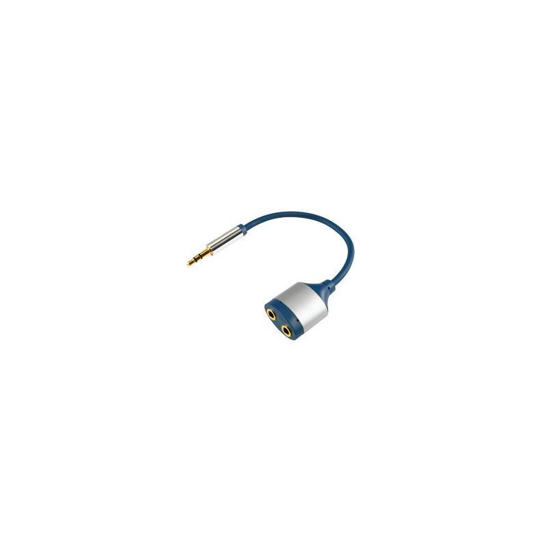 Rozbočovač JACK 3,5 mm kovová stereo vidlica - 2x3,5 mm kovová stereo zásuvka, 0,15 m