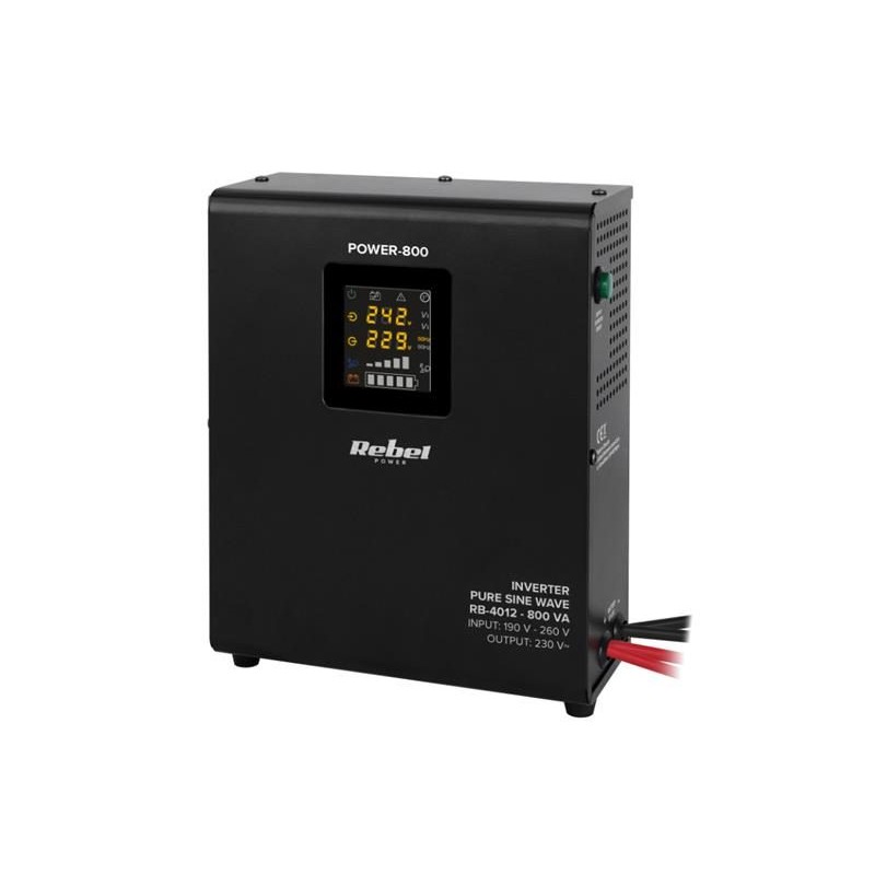 Zdroj záložný REBEL POWER-800 12V 230V 800VA 500W Black nástenný