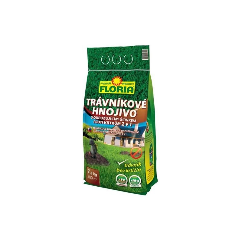 Hnojivo na trávnik proti krtkom FLORIA 7,5 kg