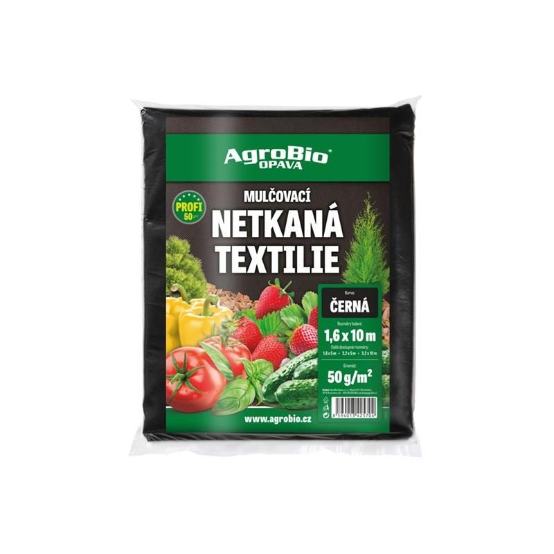 Čierna netkaná textília na mulčovanie AGROBIO 1,6 × 10 m