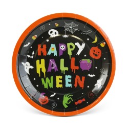 Halloweenový papierový tanier - "Happy Halloween" - okrúhly - 23 cm - 8 ks / balenie