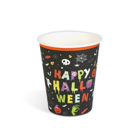 Halloweenový papierový pohár - "Happy Halloween" - 2,5 dl - 8 ks / balenie