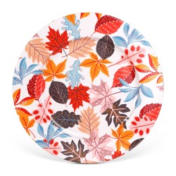 Jesenná dekorácia - kovová tácka - listy - 33 cm