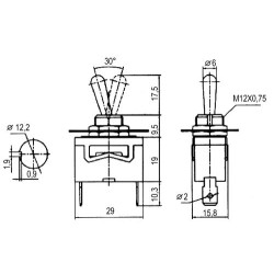 Prepínač páčkový 2pol./2pin ON-OFF 250V/10A