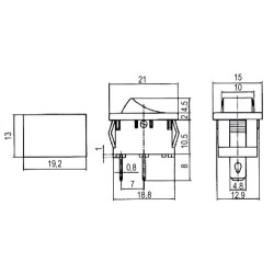 Prepínač kolískový 2pol./2pin ON-OFF 250V/6A čierna 0-I