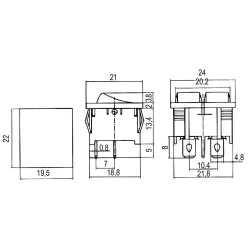 Prepínač kolískový 2x(2pol./2pin) ON-OFF dvojitý čierny O-I 12V