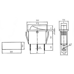 Prepínač kolískový 2pol./3pin ON-OFF 250V/15A pros. zelený