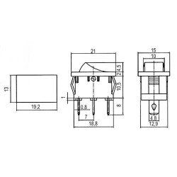 Prepínač kolískový 2pol./3pin ON-ON 250V/6A čierny
